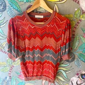 Ulla Johnson Women's Chevron Knit Top - coral and Black